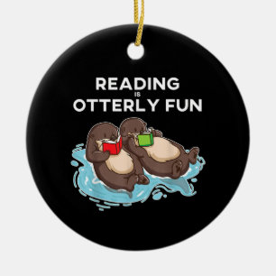 Otter-cadeau Zee otter Book Reading Gift Bookworm Keramisch Ornament