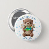 Otter & Candy Thema Verjaardagsjongen Gepersonalis Ronde Button 5,7 Cm (Voorkant /achterkant)