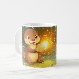 Otter Cartoonstijl Levendig Schattig Kleurrijk Koffiemok