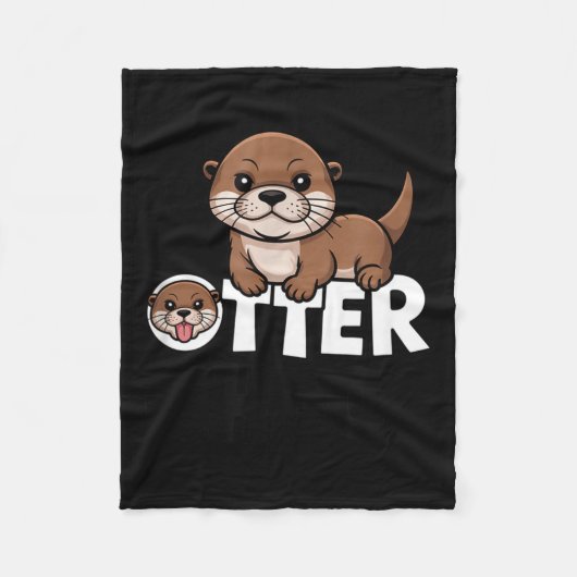 Otter Chaos Funny Animal Lover Cute Pun Sayings Qu Fleece Deken (Voorkant)