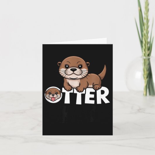 Otter Chaos Funny Animal Lover Cute Pun Sayings Qu Kaart (Voorkant)