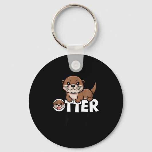 Otter Chaos Funny Animal Lover Cute Pun Sayings Qu Sleutelhanger (Voorkant)