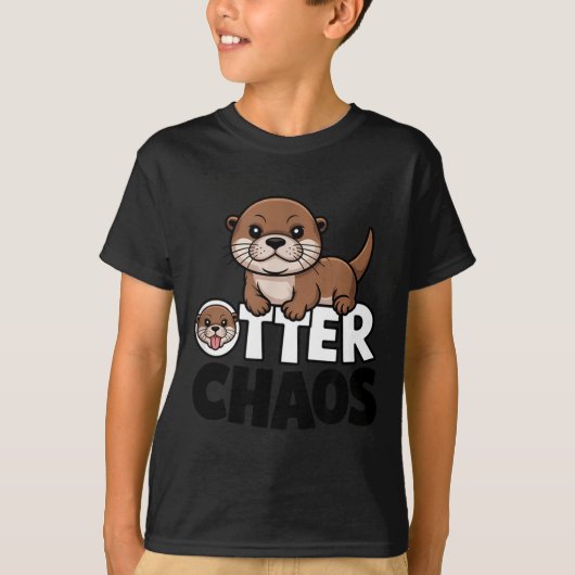 Otter Chaos Funny Animal Lover Cute Pun Sayings Qu T-shirt (Voorkant)
