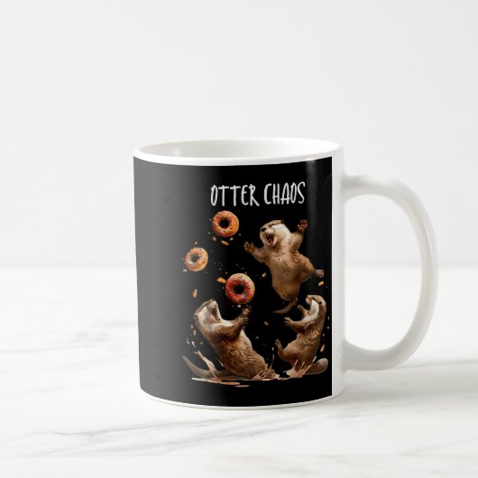 Otter Chaos Funny Bagel Fighting Sea Otters Pun An Koffiemok (Rechts)