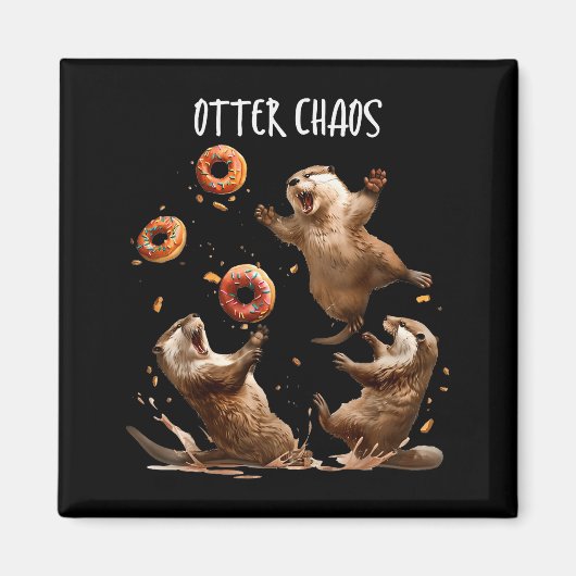 Otter Chaos Funny Bagel Fighting Sea Otters Pun An Magneet (Voorkant)