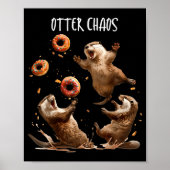 Otter Chaos Funny Bagel Fighting Sea Otters Pun An Poster (Voorkant)