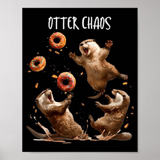 Otter Chaos Funny Bagel Fighting Sea Otters Pun An Poster (Voorkant)