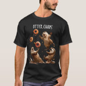Otter Chaos Funny Bagel Fighting Sea Otters Pun An T-shirt (Voorkant)