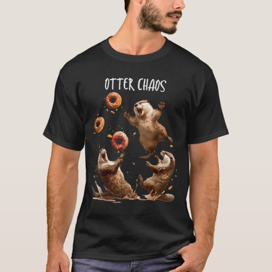 Otter Chaos Funny Bagel Fighting Sea Otters Pun An T-shirt (Voorkant)