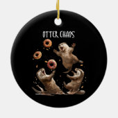 Otter Chaos Funny Bagel Vechten Zee Otters Pun An Keramisch Ornament (Achterkant)