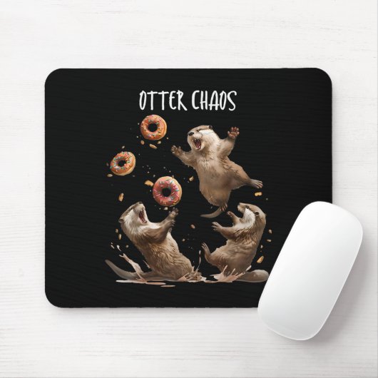Otter Chaos Funny Bagel Vechten Zee Otters Pun An Muismat (Met muis)