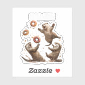 Otter Chaos Funny Bagel Vechten Zee Otters Pun An Sticker (Vel)
