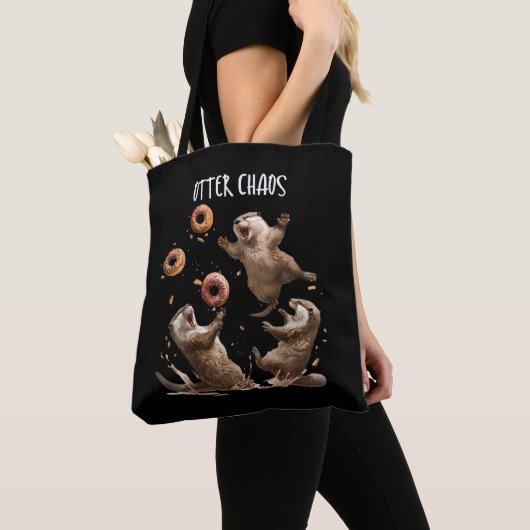 Otter Chaos Funny Bagel Vechten Zee Otters Pun An Tote Bag (Dichtbij)