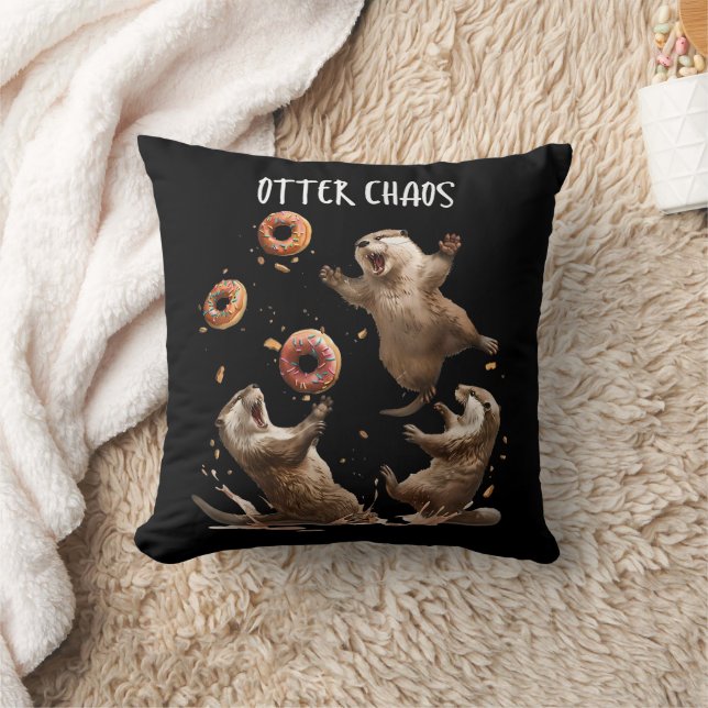Otter Chaos Grappige Bagel Vechtende Zeeotters Pun Kussen (Deken)