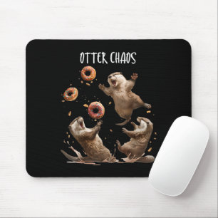 Otter Chaos Grappige Bagel Vechtende Zeeotters Pun Muismat