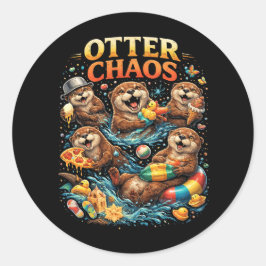 Otter Chaos Ronde Sticker
