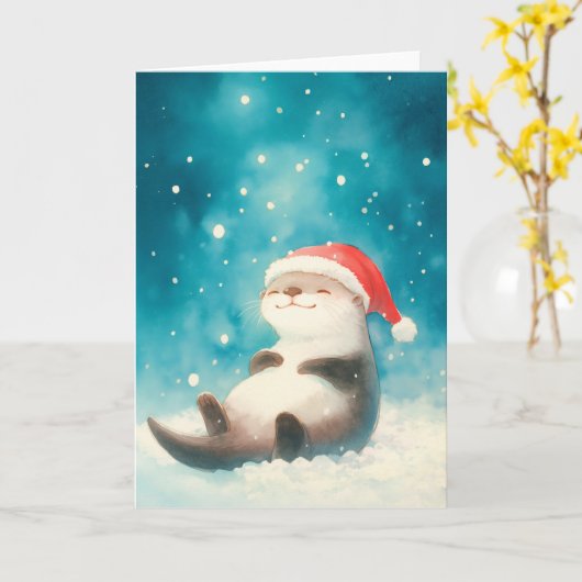 Otter Christmas Cheer Kaart (Gele Bloem)