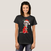 Otter Christmas Lights Santa Costume Cute Animal X T-shirt (Voorkant volledig)