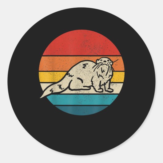 Otter - Cute Zee Otter  Sunset Ronde Sticker (Voorkant)