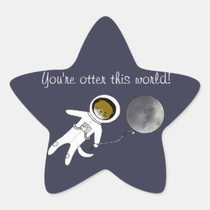 "Otter Deze Wereld" Schattigee otter spaceman Ster Sticker