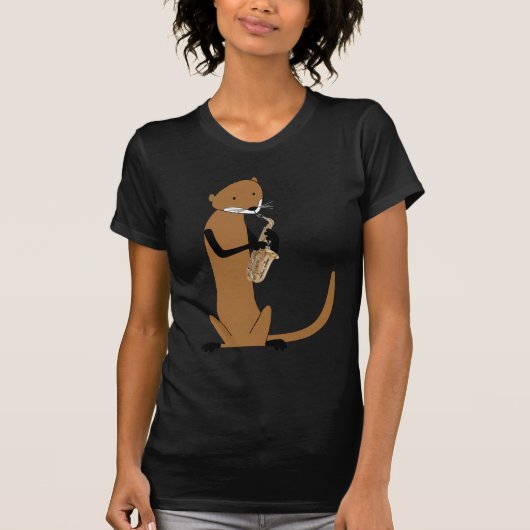 Otter die de saxofone speelt t-shirt (Voorkant)