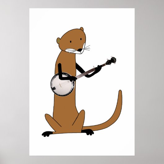 Otter die het Banjo-Poster afspeelt Poster (Voorkant)