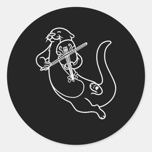 Otter die viool speelt| viola muziek ronde sticker (Voorkant)