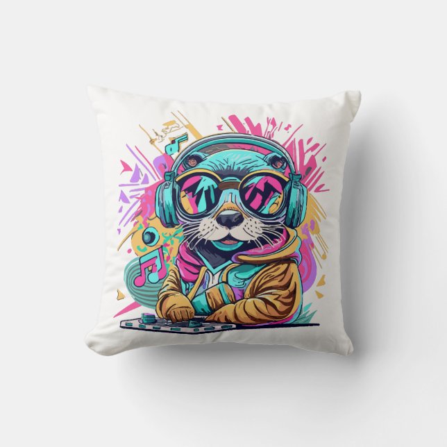otter Dj 90s sfeer Kussen (Voorkant)