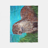 Otter door een rivierschilderij fleece deken (Voorkant)