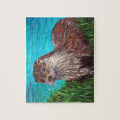 Otter door een rivierschilderij legpuzzel (Verticaal)
