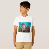 Otter door een rivierschilderij t-shirt (Voorkant volledig)