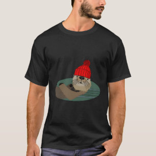 Otter draagt een muts t-shirt