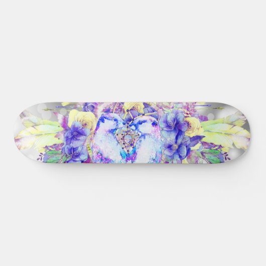 Otter Dreamcatcher Blauw Geel Bloemen Persoonlijk Skateboard (Horizontaal)