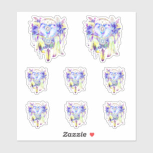 Otter Dreamcatcher Blauw Geel Bloemen Sticker