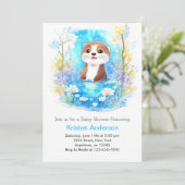 Otter Dreamscape Blue Boy Baby shower Kaart (Staand voorkant)