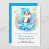 Otter Dreamscape Blue Boy Baby shower Kaart (Voorkant / Achterkant)