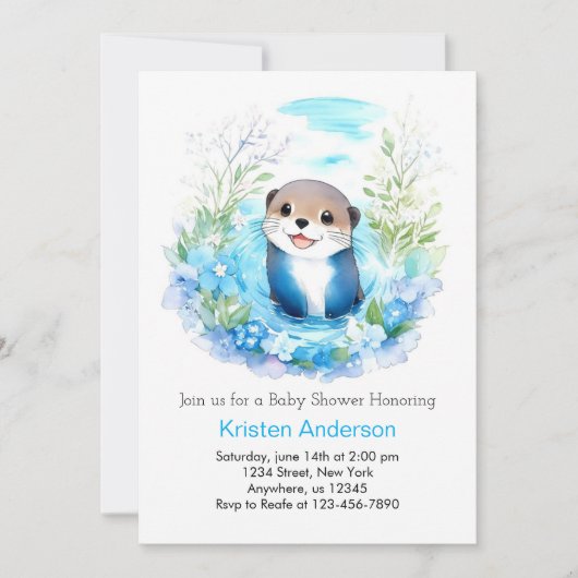Otter Dreamscape Boy Baby shower Kaart (Voorkant)