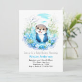 Otter Dreamscape Boy Baby shower Kaart (Staand voorkant)
