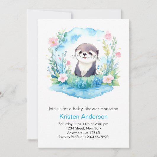 Otter Dreamscape Oasis Boy Baby shower Kaart (Voorkant)