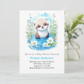 Otter Dreamscape Waterverf Boy Baby shower Kaart (Staand voorkant)