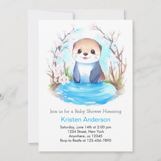 Otter Dreamscape Whimsical Magic Boy Baby shower Kaart (Voorkant)