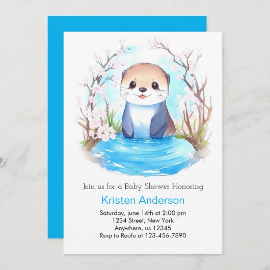 Otter Dreamscape Whimsical Magic Boy Baby shower Kaart (Voorkant / Achterkant)