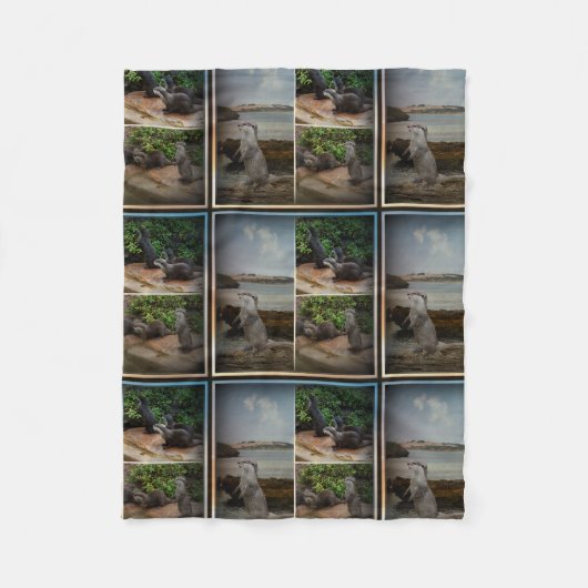 otter drie Afbeelding collage, klein Fleece Deken (Voorkant)