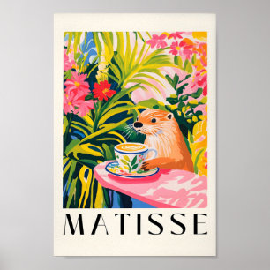 Otter Drink Koffie, Bos Dierlijke Kunst, Aestheti Poster