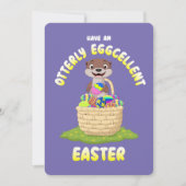 Otter Easter Eggcellent Cartoon otter Easter Egg Feestdagenkaart (Voorkant)