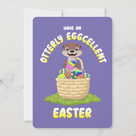 Otter Easter Eggcellent Cartoon otter Easter Egg Feestdagenkaart (Voorkant)