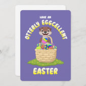 Otter Easter Eggcellent Cartoon otter Easter Egg Feestdagenkaart (Voorkant / Achterkant)