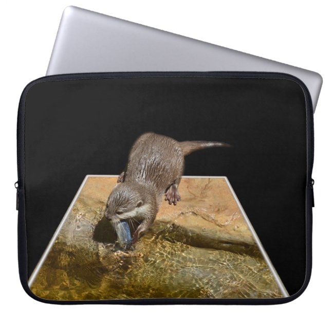 otter Eating Tasty Fish, Laptop Sleeve (Voorkant)