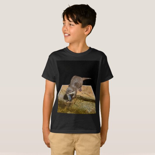 otter Eating Tasty Fish, T-shirt (Voorkant volledig)