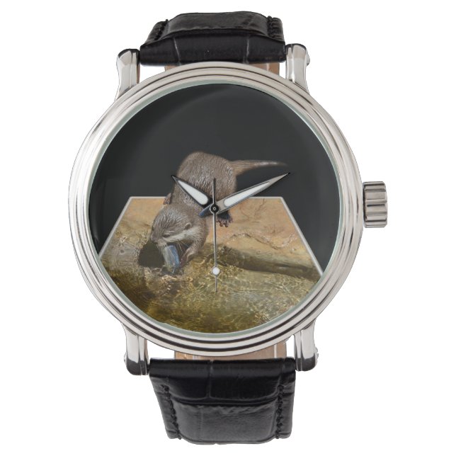 Otter eet lekkere vis, Mannen lederen horloge. Horloge (Voorkant)